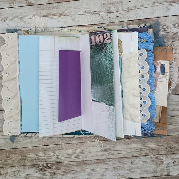 Turquoise Embellished Junk Journal: Flowers, Birds, Butterflies (Seize the Day) - Picture 10 of 16